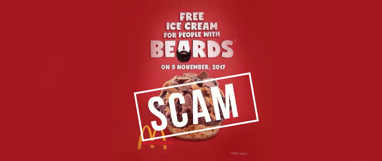 Free McD Ice Cream for people with beards Scam 